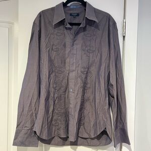 Ted Baker Men Shirt Size 5 ( XL ) Gray Embroidered Long Sleeve Button Up